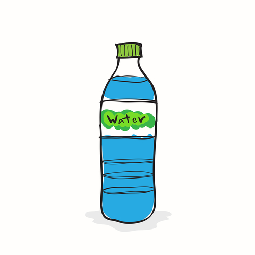 Hand drawn water bottle