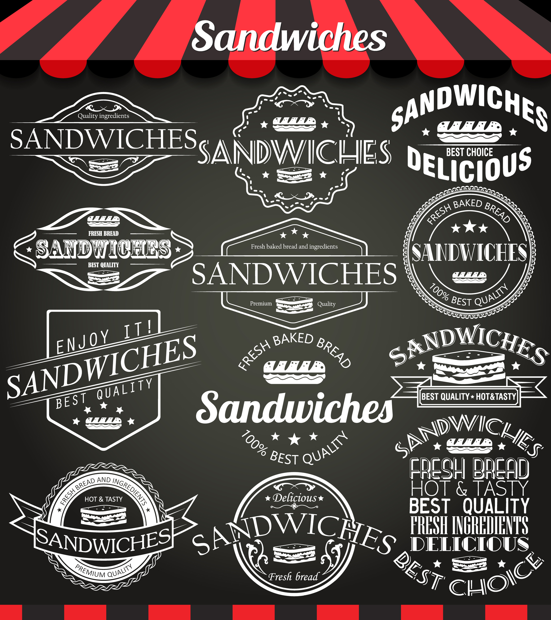 sandwiches retro vintage labels, badges